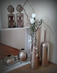 Vase aus Metall gerippt / Übertopf / 2er Set