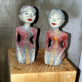Deko Figuren sitzend, indonesisches Figurenpaar aus Holz