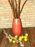 Holz Vase - Bodenvase in feurigem rot