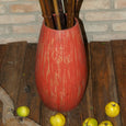 Holz Vase - Bodenvase in feurigem rot