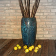 handgefertigte Bodenvase, exklusive Holz Vase blau-türkis-grün
