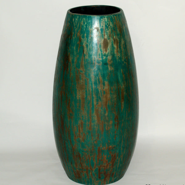 Holz Vase - Bodenvase in frischem grün