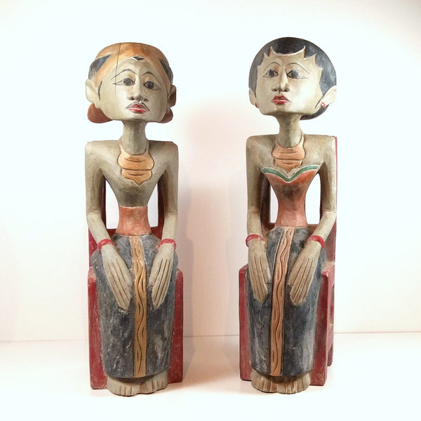 Deko Figuren Loro Blonyo aus Indonesien / Holzfiguren Set