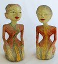 Deko Figuren sitzend, indonesisches Figurenpaar aus Holz