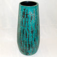 handgefertigte Holz Vase / Bodenvase petrol-schwarz