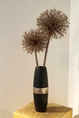 Vase aus Holz mit Mosaikreif od. Edeloptik