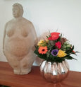 Vase aus Metall gerippt / Übertopf / 2er Set