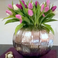 Vase aus Metall gerippt / Übertopf / 2er Set