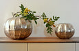 Vase aus Metall gerippt / Übertopf / 2er Set