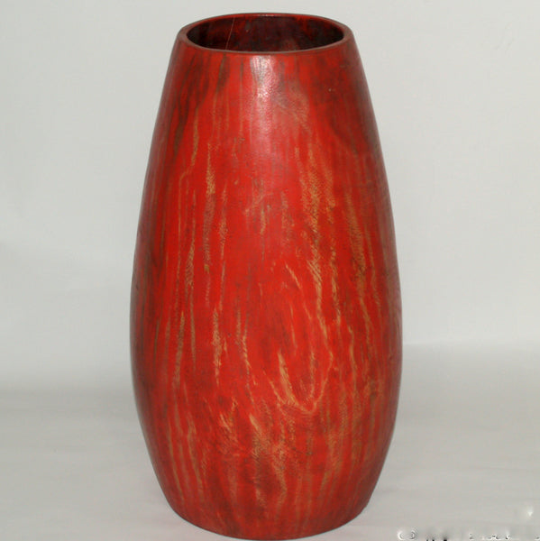 Holz Vase - Bodenvase in feurigem rot