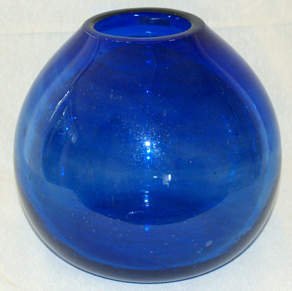 Blaue Glasvase / Kugelvase / Blumenvase