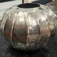 Vase aus Metall gerippt / Übertopf / 2er Set
