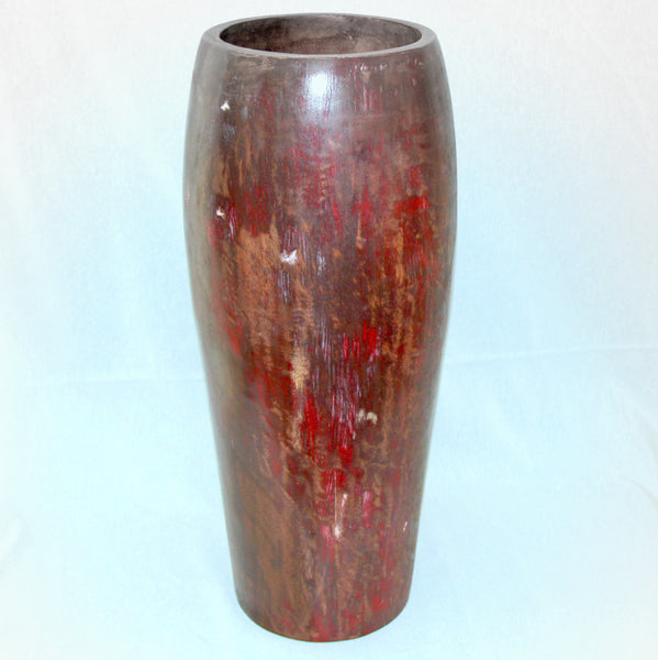 Schlanke Holz Vase / Bodenvase Deko